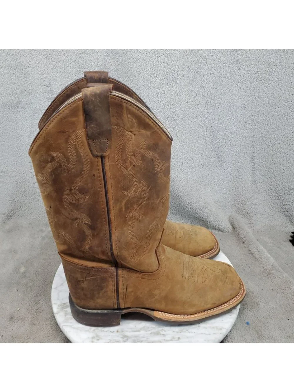 Old West Shoes Boys Size 4.5 Brown Leather Western Cowboy Boots *Read*